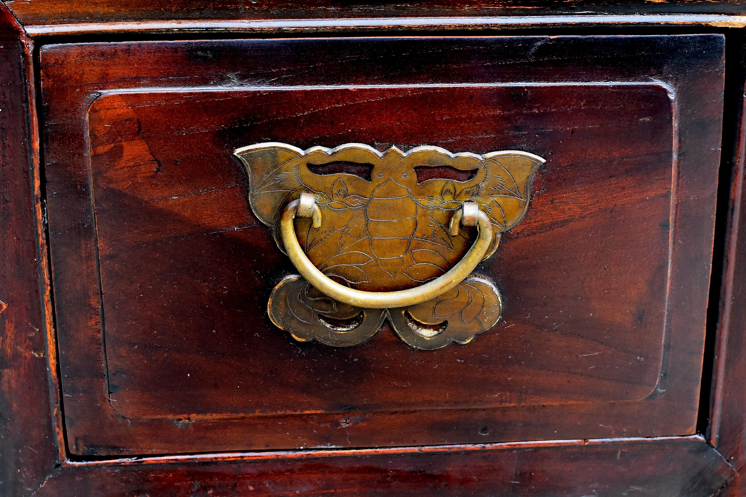Wood Chinese Antique Desk with Butterfly Hardware