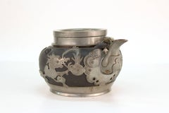 Chinese Antique Earthenware and Pewter Teapot