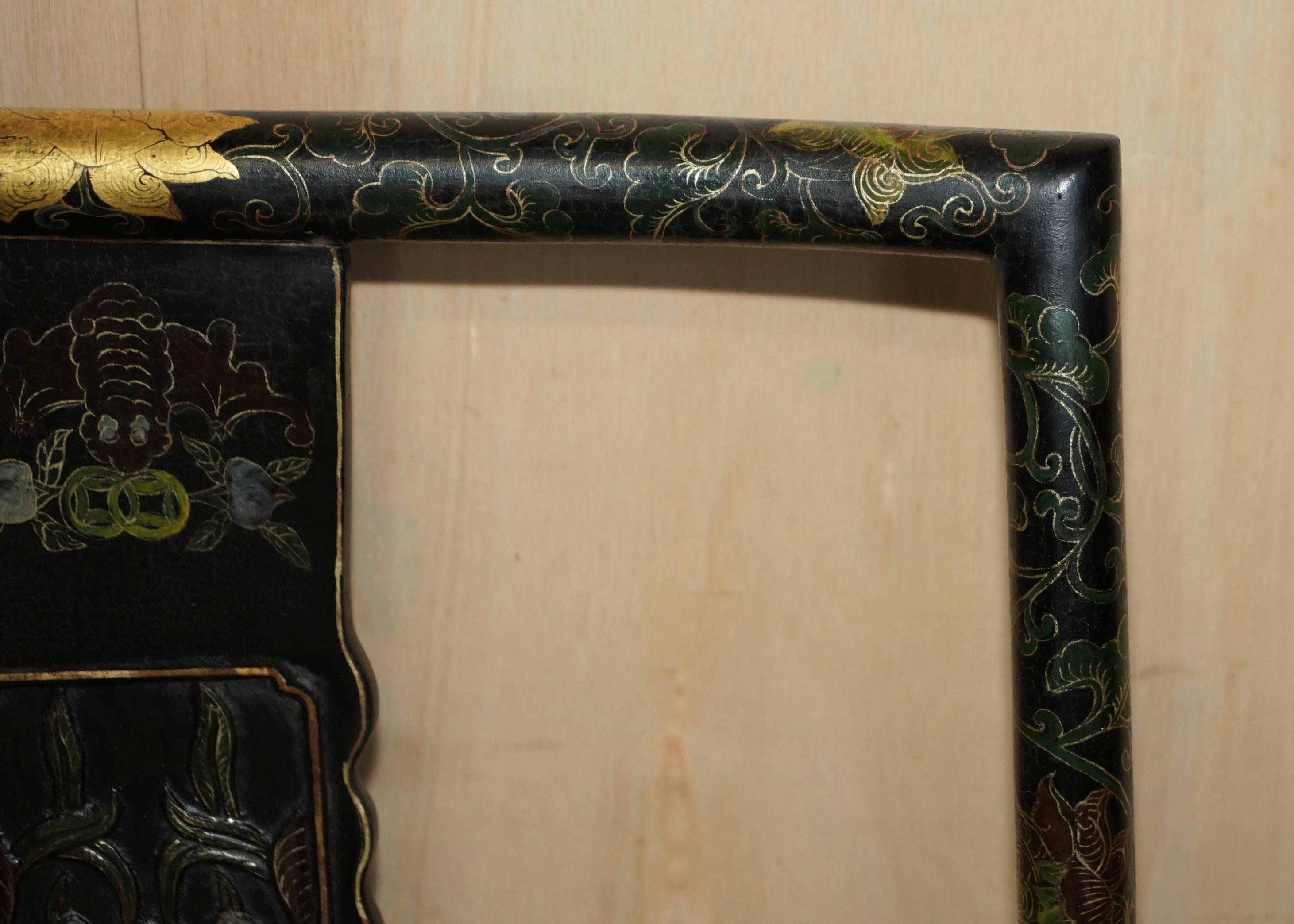 Wood Chinese Antique Export circa 1900 Lacquered & Painted Ming Style Armchair For Sale