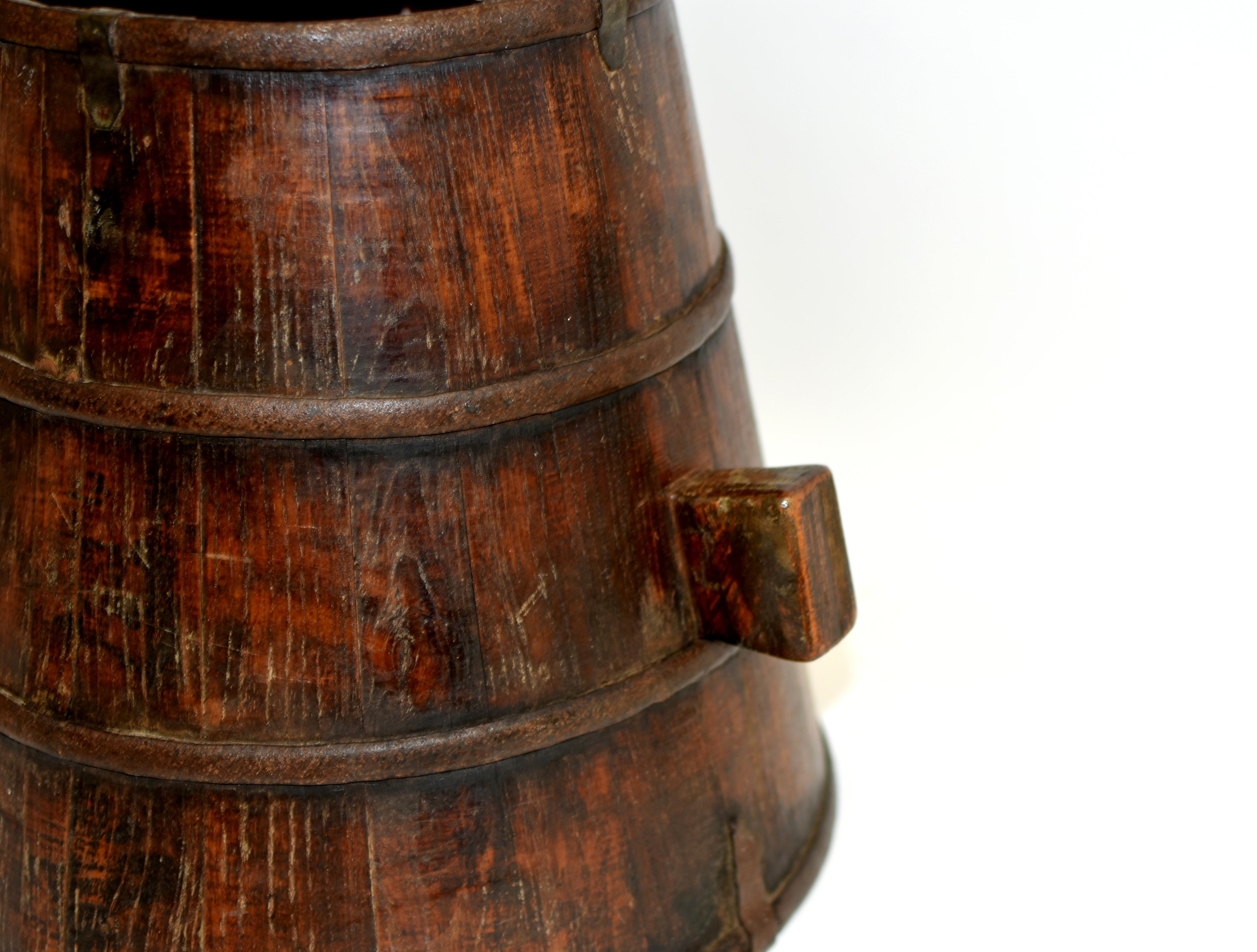 Chinese Antique Grain Holder Bucket Marked For Sale 7