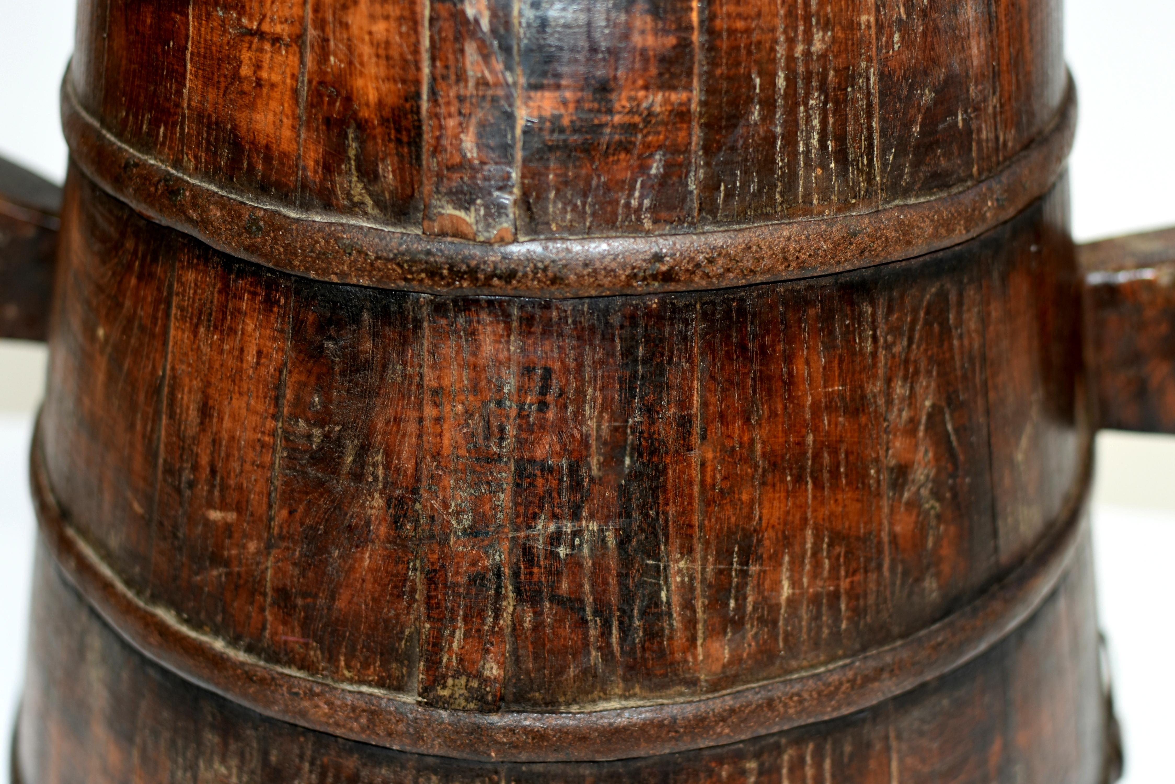 Chinese Antique Grain Holder Bucket Marked For Sale 8
