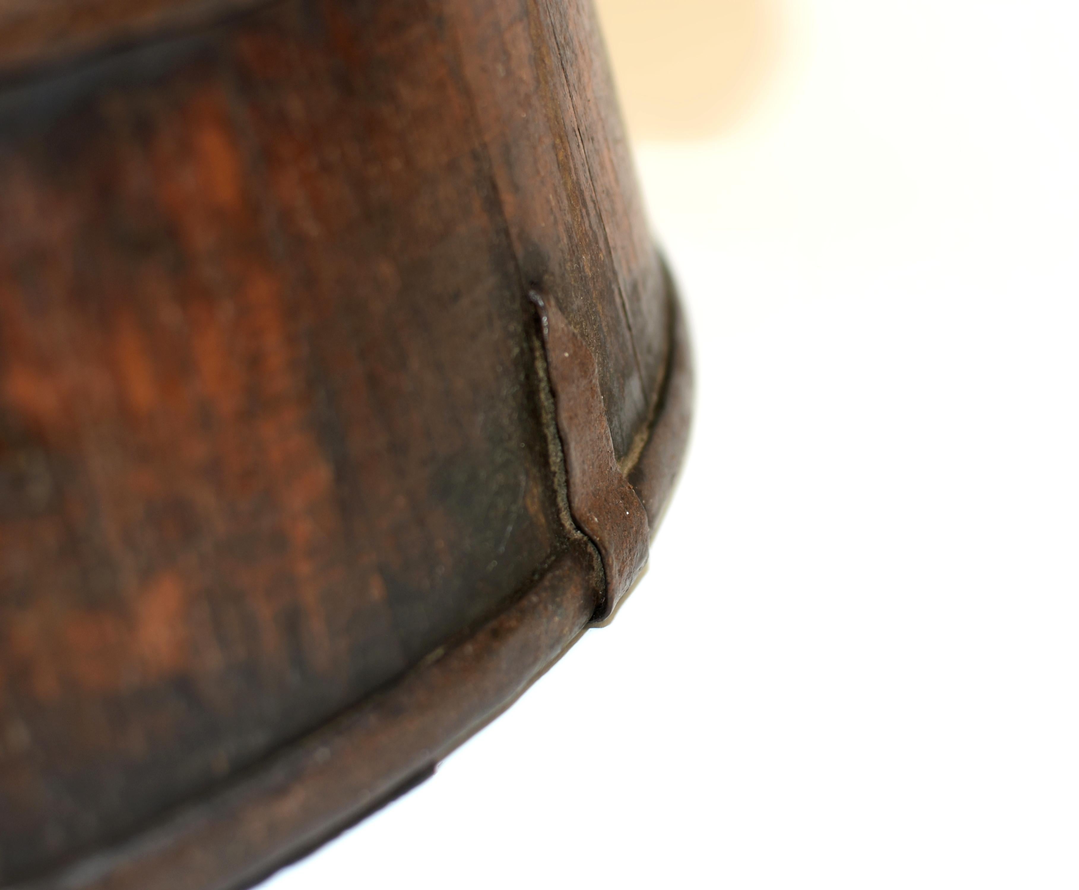 19th Century Chinese Antique Grain Holder Bucket Marked For Sale