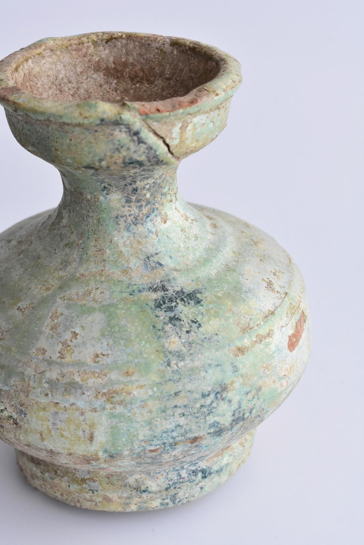 Hand-Crafted Chinese Antique Han Dynasty Green Glazed Silver Jar, 1st-3rd Century