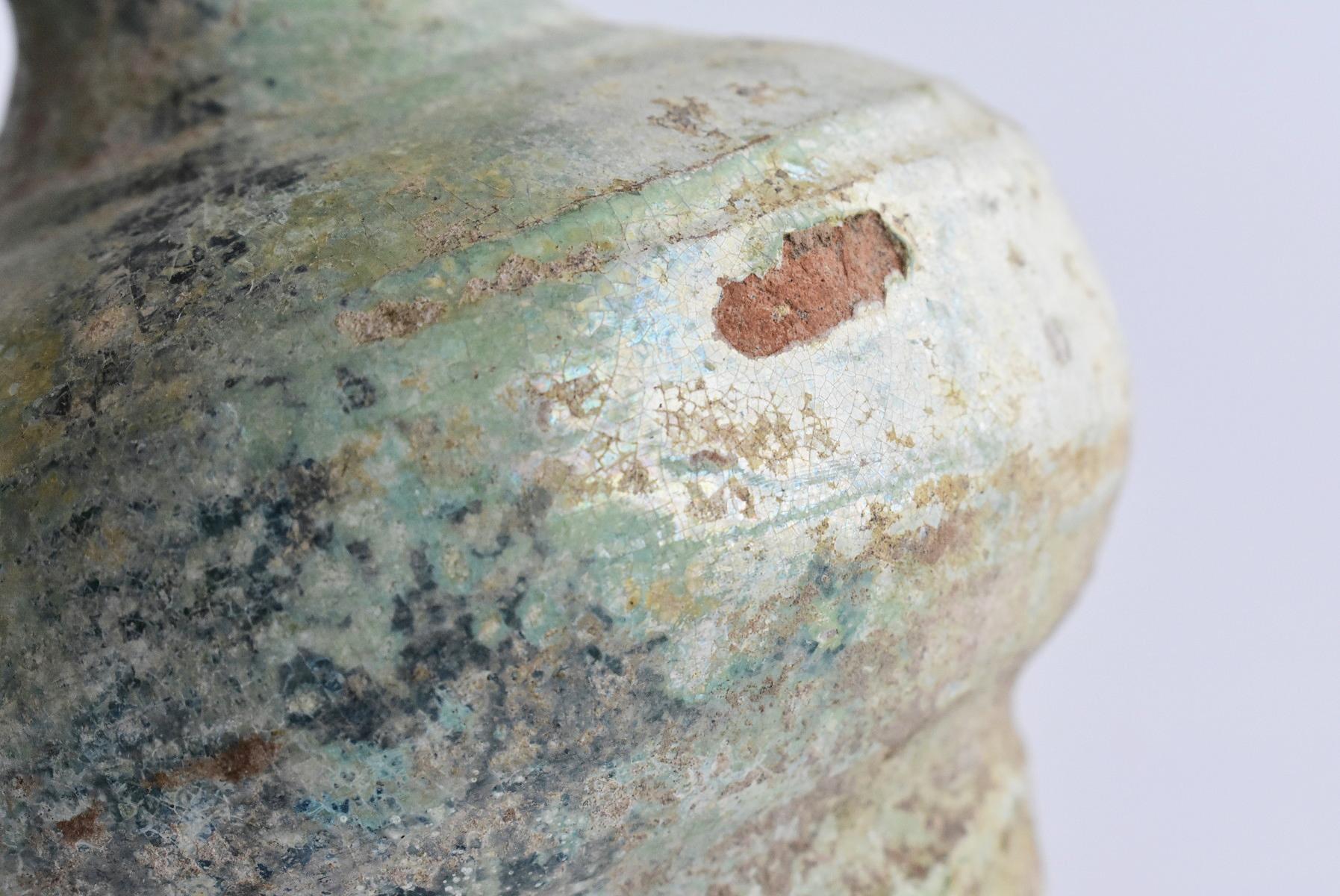 Chinese Antique Han Dynasty Green Glazed Silver Jar, 1st-3rd Century In Good Condition In Sammu-shi, Chiba