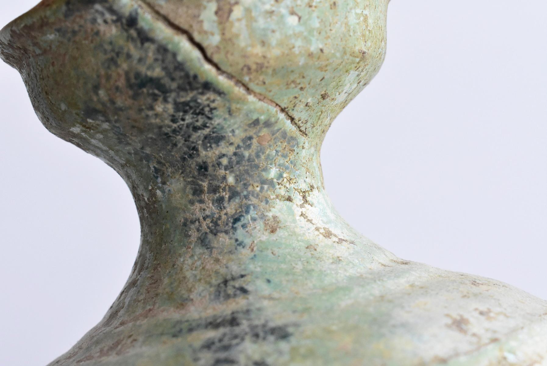 18th Century and Earlier Chinese Antique Han Dynasty Green Glazed Silver Jar, 1st-3rd Century
