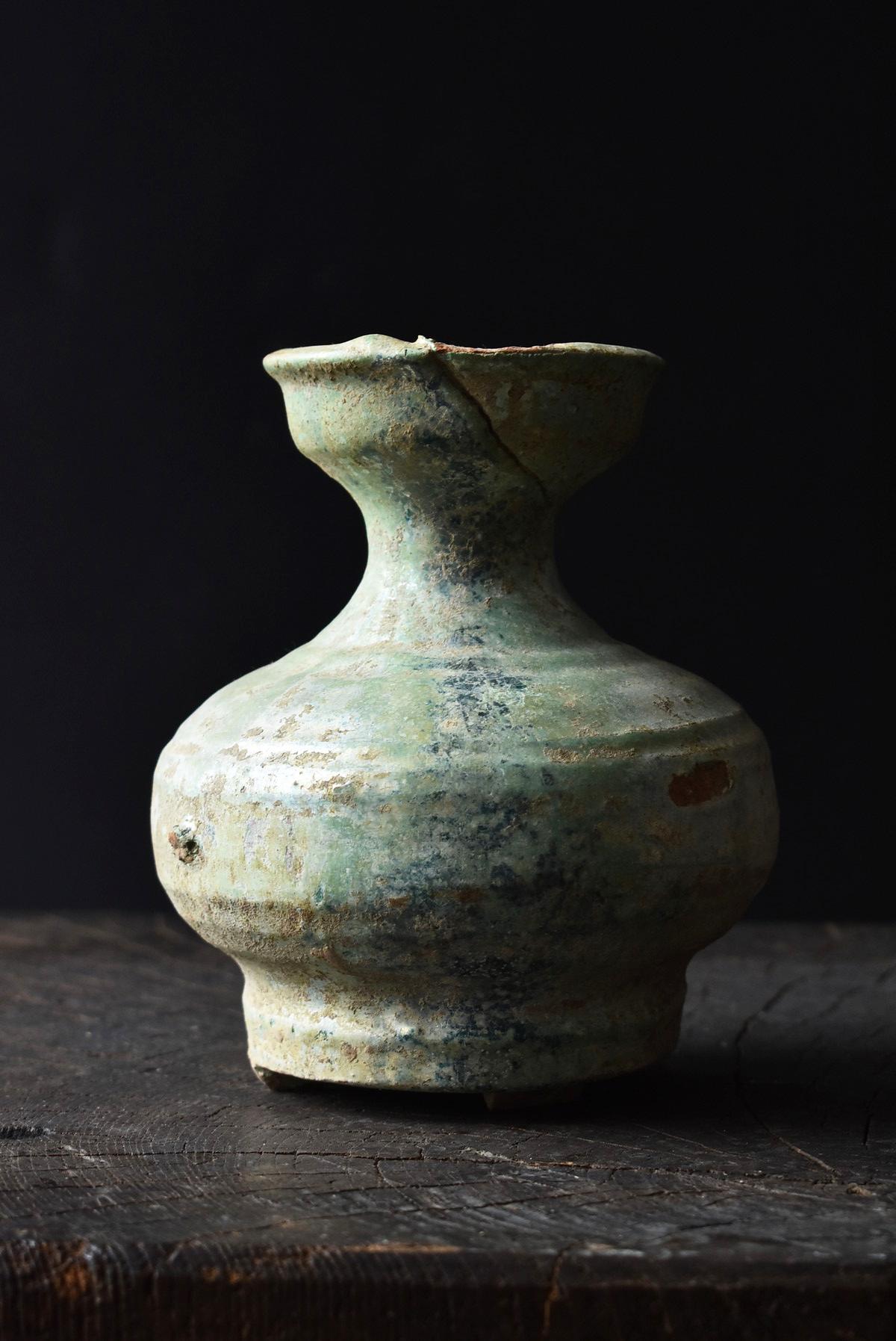 Pottery Chinese Antique Han Dynasty Green Glazed Silver Jar, 1st-3rd Century