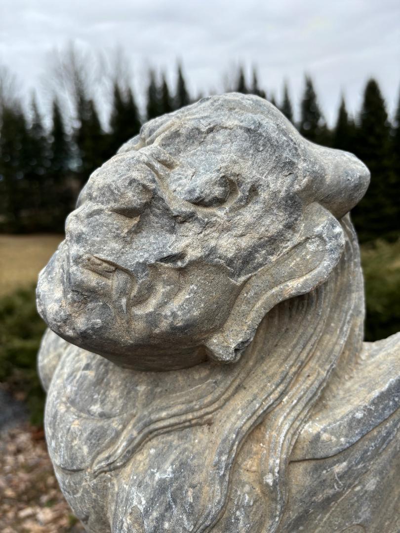 Ancienne sculpture chinoise sculptée à la main - Mythique ailé  Sculpture gardienne en vente 3