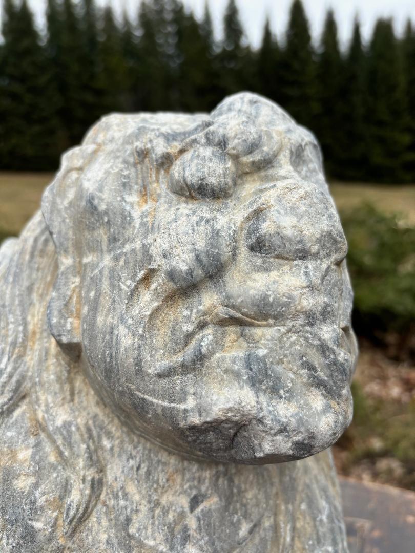 Chinesische Antike Hand geschnitzt Mythical Winged  Wächter-Skulptur im Zustand „Gut“ im Angebot in South Burlington, VT