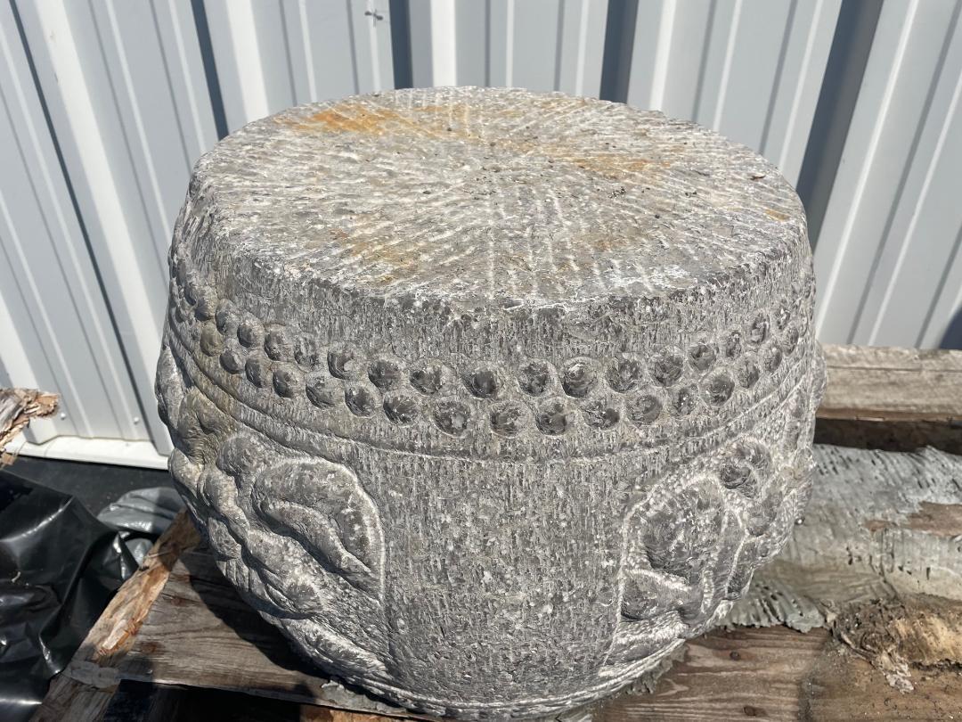 Hand-Carved Chinese Antique Large Qing Hand Carved Stone Drum Stool Display Pedestal, 19c. For Sale