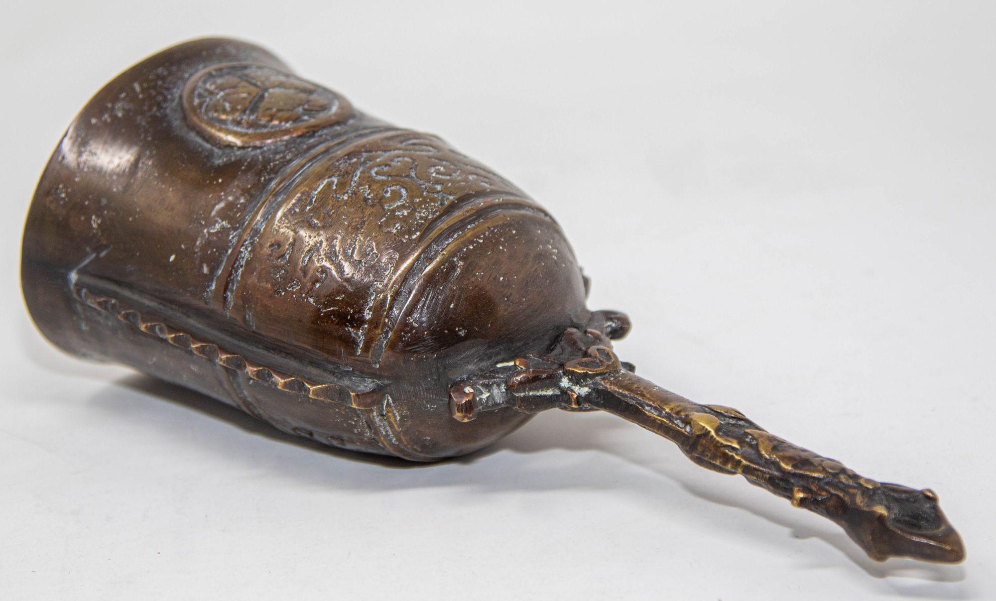 Chinese Antique Handbell Cast Bronze Buddhist Meditation Prayer Ghanta Bell 8