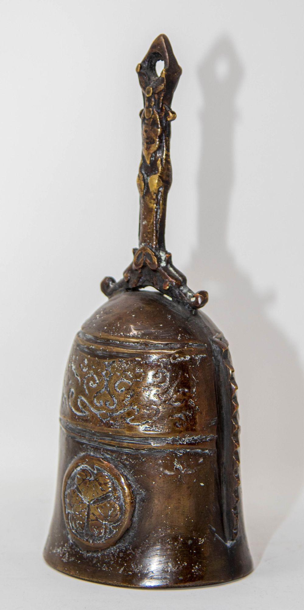 Chinese Antique Handbell Cast Bronze Buddhist Meditation Prayer Ghanta Bell 13