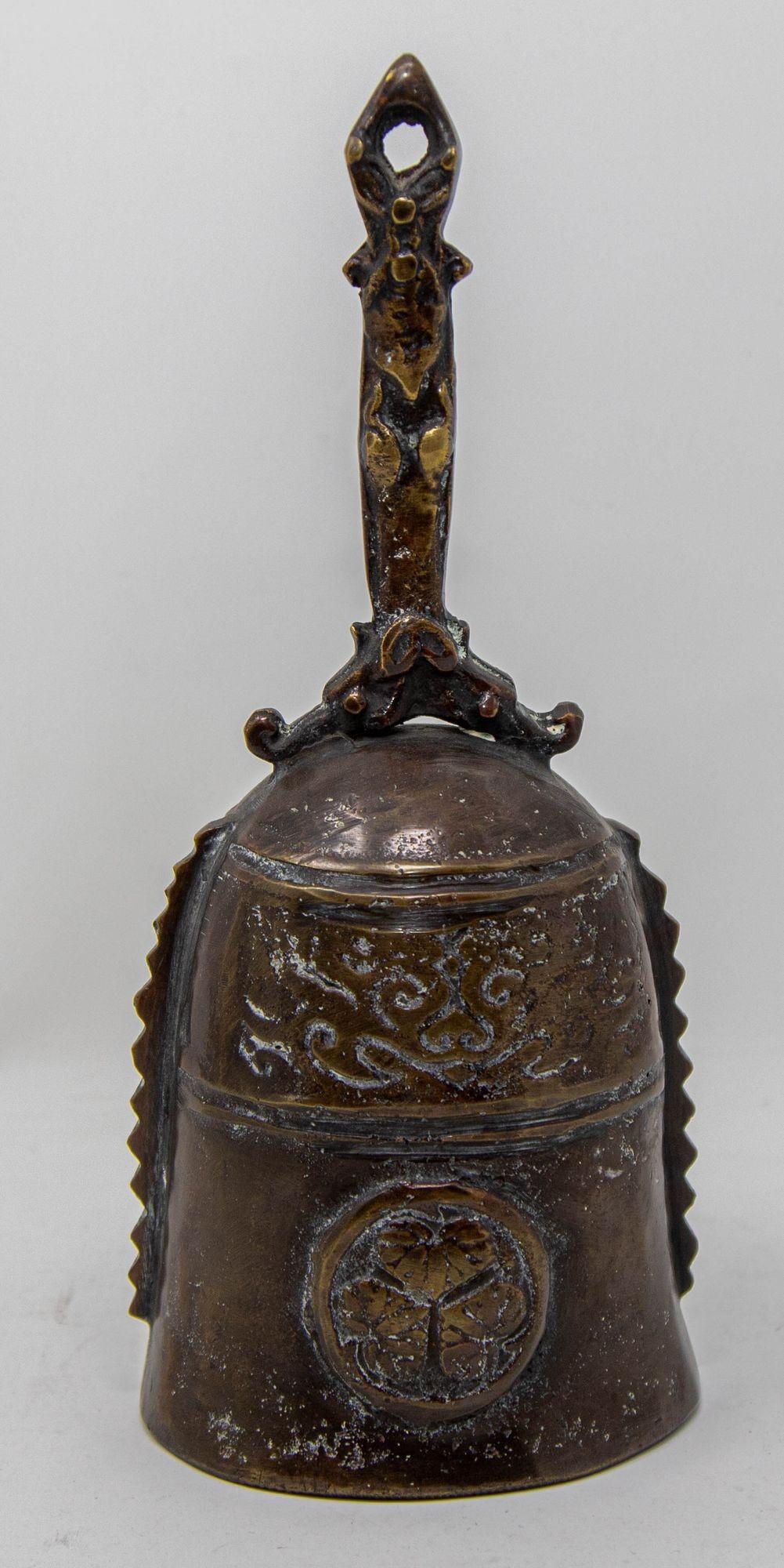 Chinese Antique Handbell Cast Bronze Buddhist Meditation Prayer Ghanta Bell 14