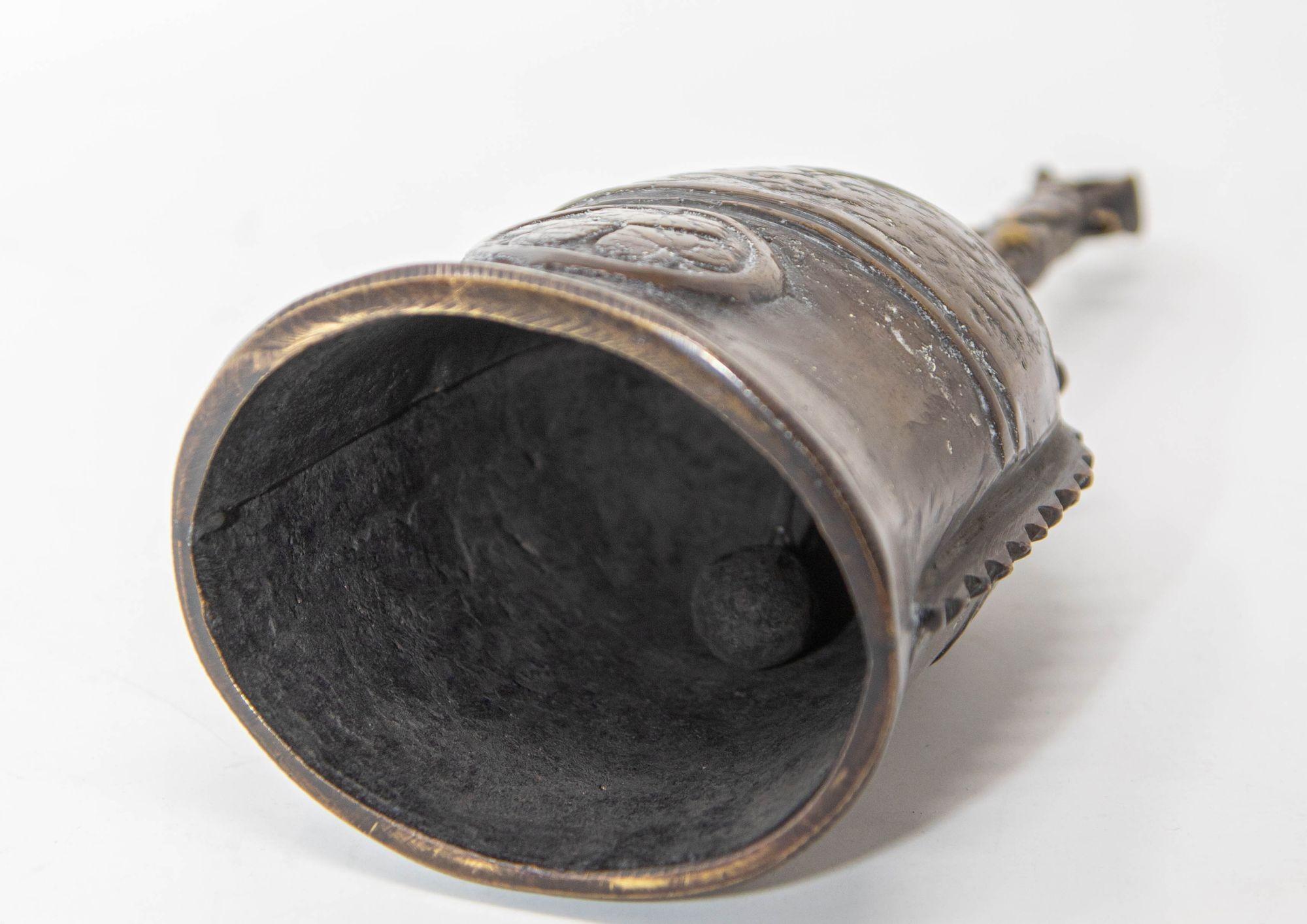 Chinese Antique Handbell Cast Bronze Buddhist Meditation Prayer Ghanta Bell 3