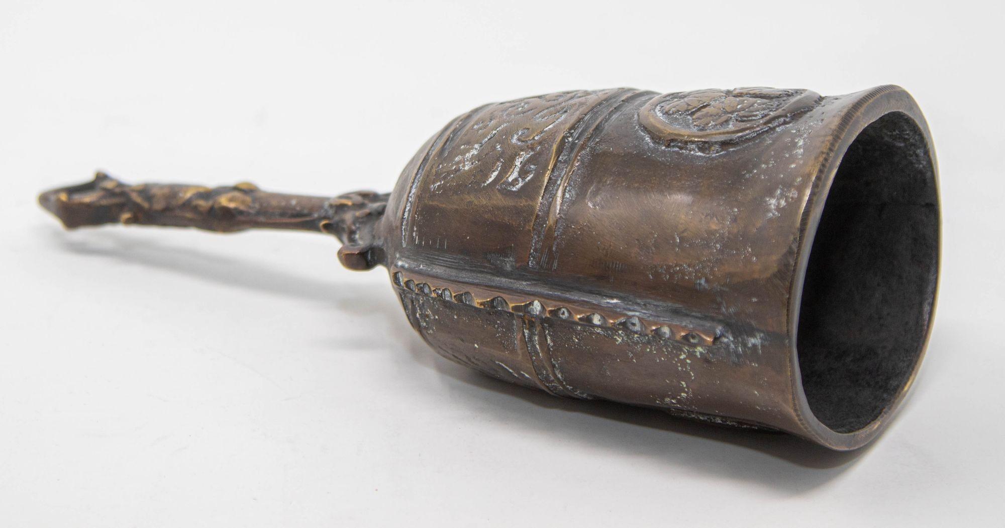 Chinese Antique Handbell Cast Bronze Buddhist Meditation Prayer Ghanta Bell 4