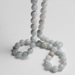 Chinese Antique Jade Necklace Near Colorless Certified Untreated, Restrung