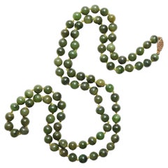 Chinesische antike chinesische Jade-Halskette, Nephrit, zertifiziert unbehandelt, 33"