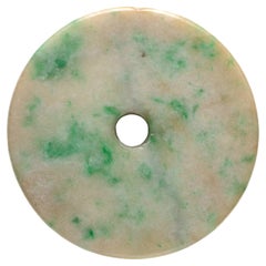 Disk Pi chinois ancien en jade certifié non traité, datant d'environ 1820-1850