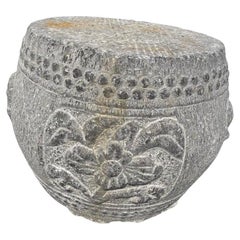 Chinese Antique Large Qing Hand Carved Stone Drum Stool Display Pedestal, 19thc.