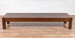 Chinese Antique Long Low Prayer Table with Walnut Patina and Square Legs
