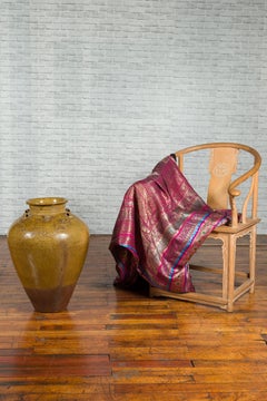 Chinese Antique Martaban Water Jar with Dragon Motifs and Ocher Glaze