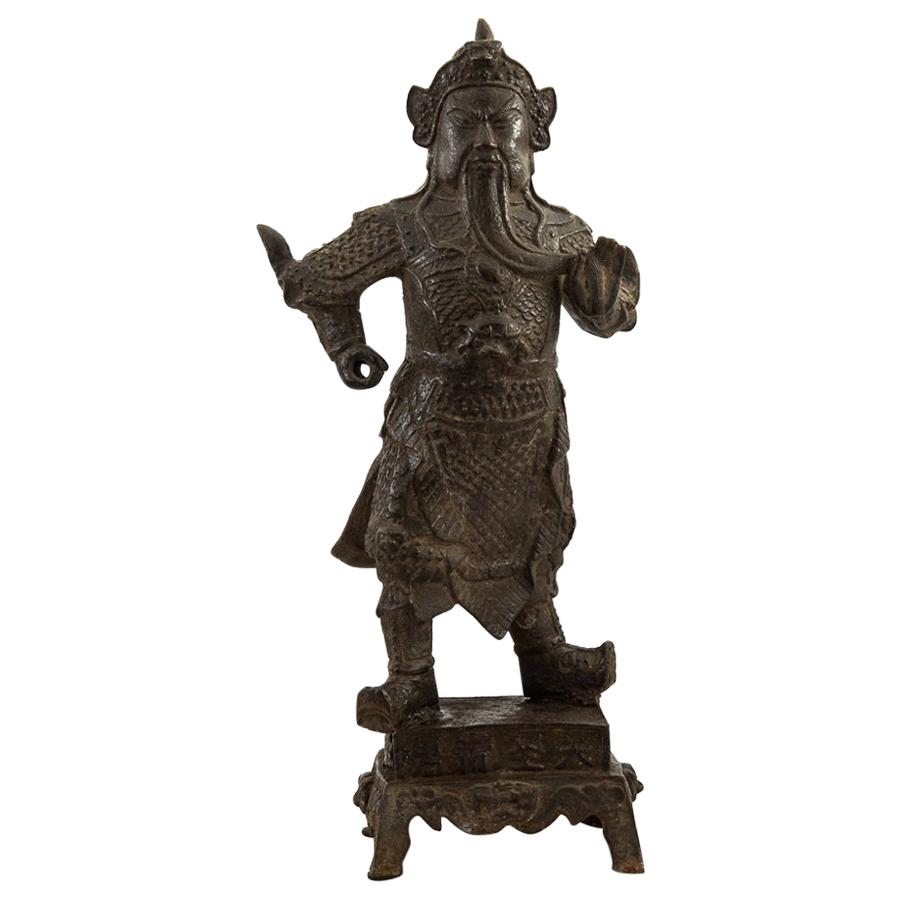 Chinese Antique Ming Dynasty Iron Figure of Guandi For Sale