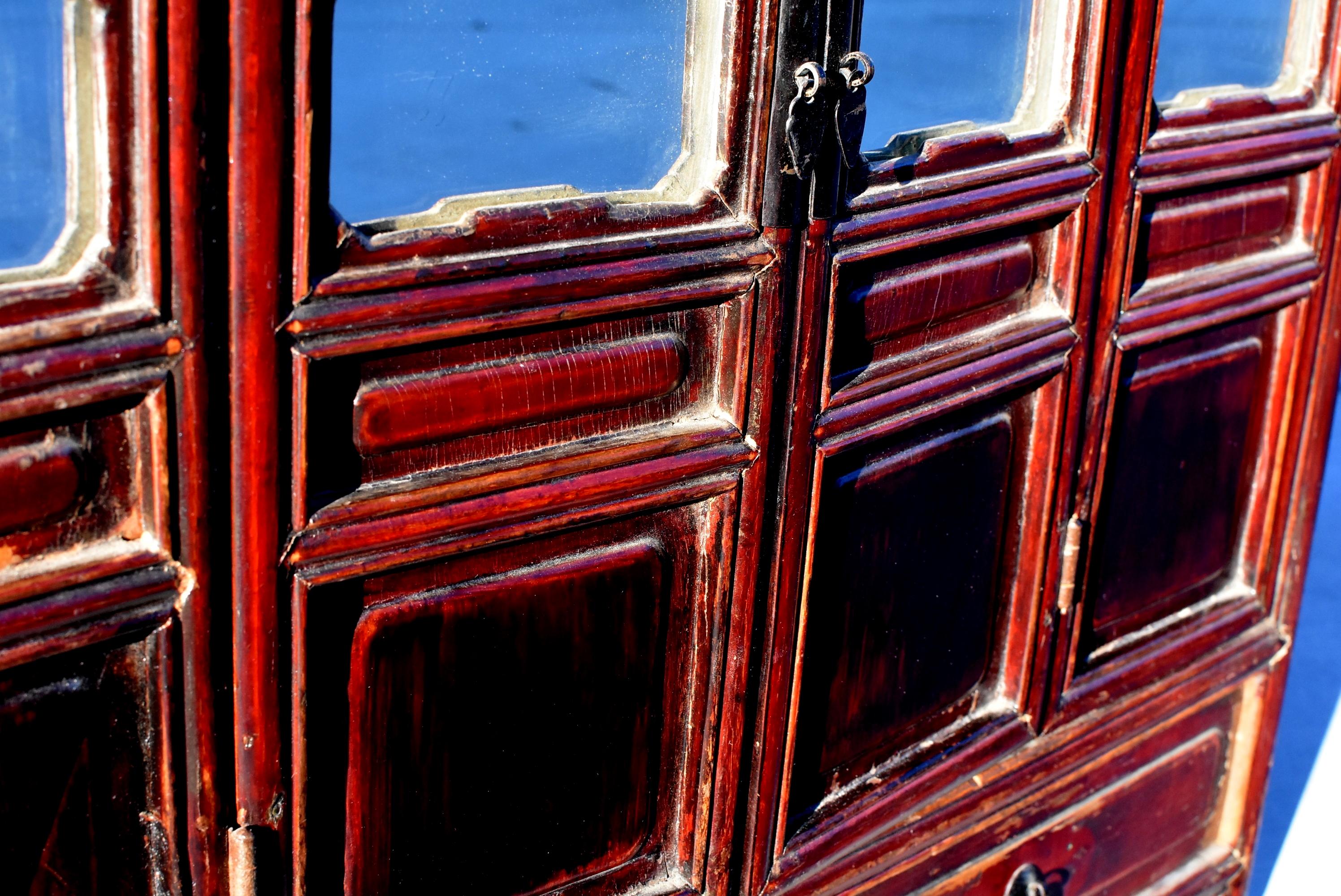 Cassapanca cinese Antique Mirror Vanity Kang in vendita 5
