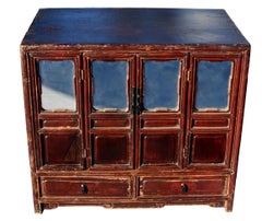 Chinese Antique Mirrored Vanity Kang Chest