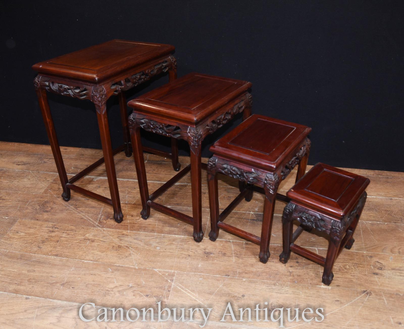 Chinese Antique Nest of Tables Hardwood For Sale 5