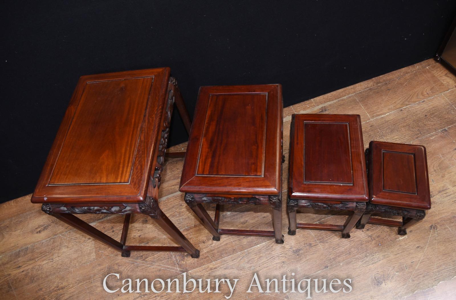 Chinese Antique Nest of Tables Hardwood For Sale 3