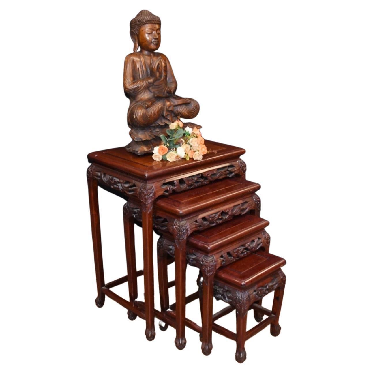 Chinese Antique Nest of Tables Hardwood For Sale
