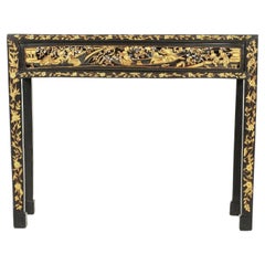 Chinese Antique Parcel-Gilt Black Altar Console Table