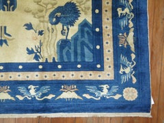 Chinese Antique Pictorial Animal Elephant Rug