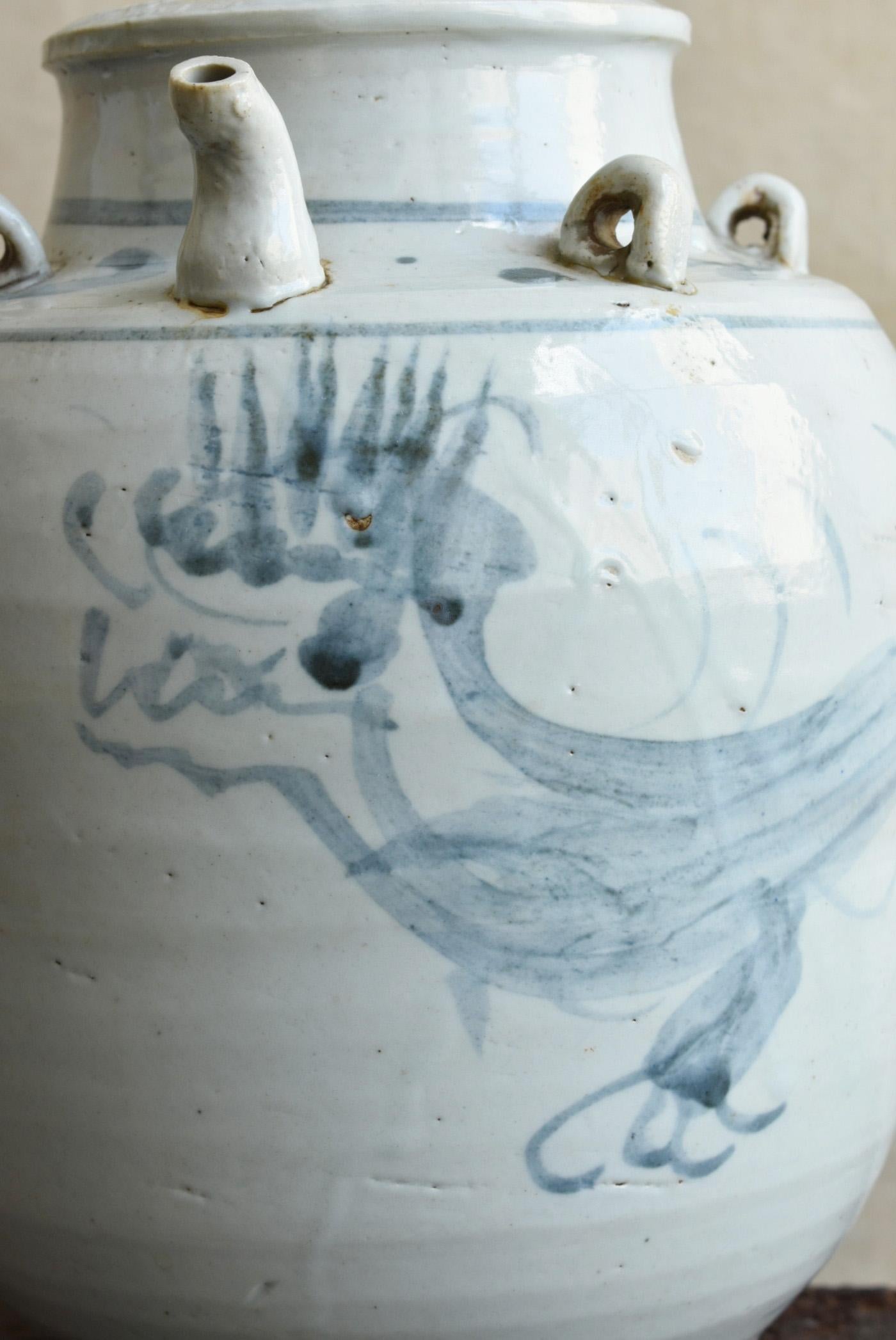 Chinesische antike Keramik gefärbte Vase/19. Jahrhundert/Qing Dynastie/Drachenmuster im Angebot 4