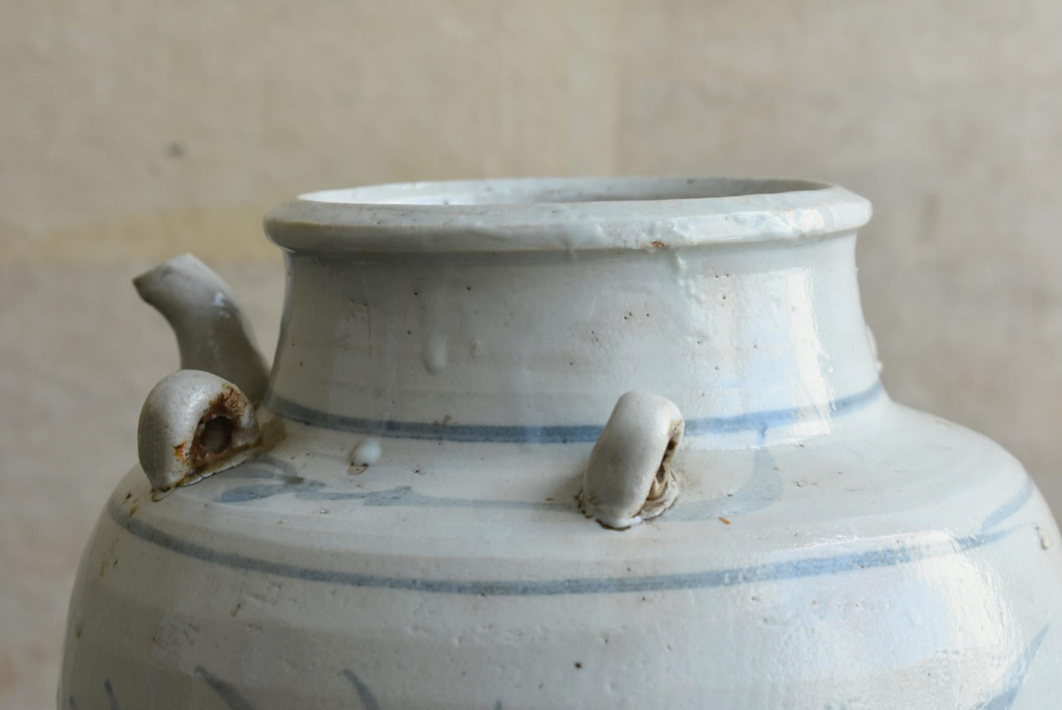 Vase antique chinois en poterie teintée/19ème siècle/dynastie Qing/Motif de dragon en vente 1