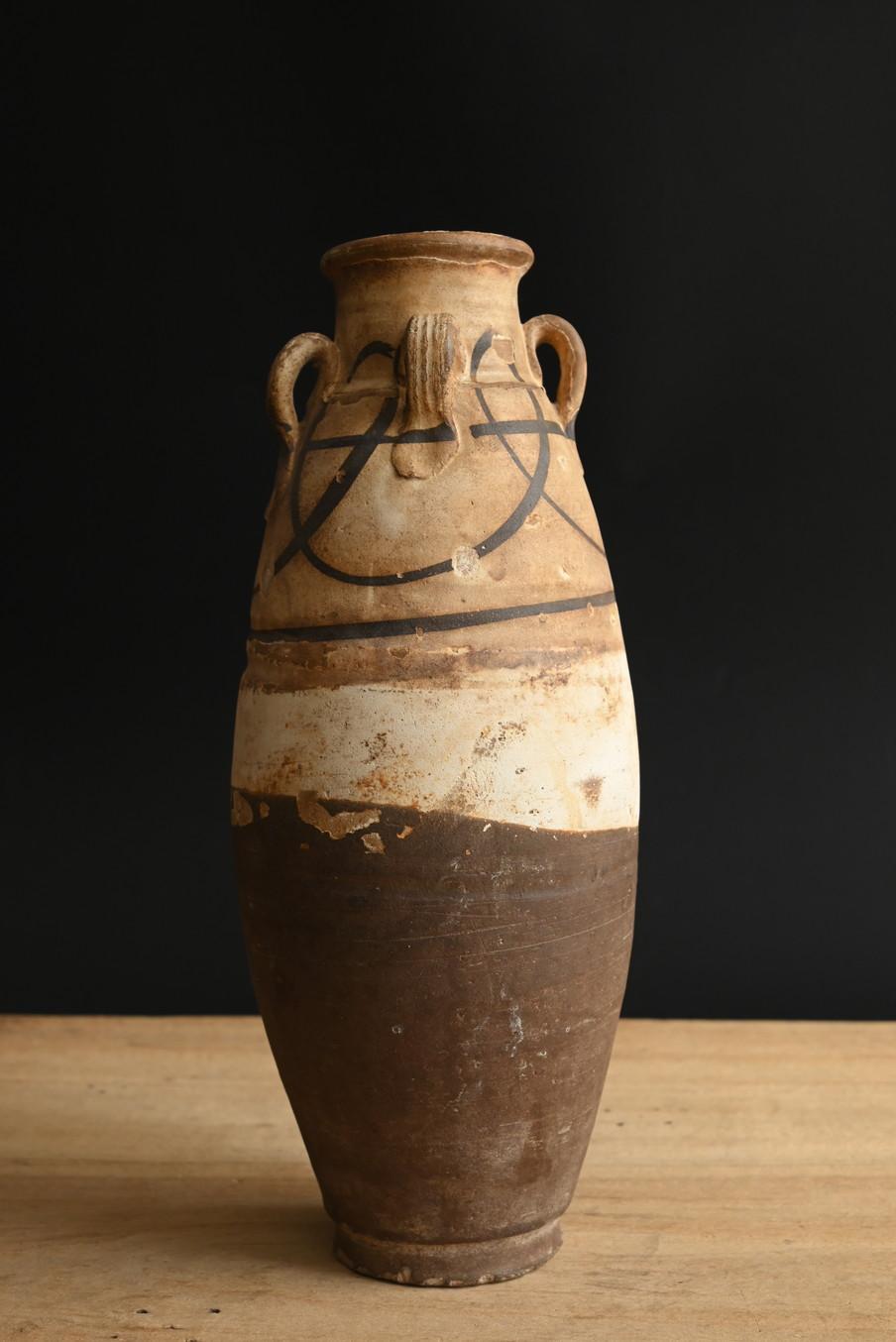 XVIIIe siècle et antérieur Vase wabi-sabi en poterie chinoise ancienne/12e-14e siècle/four de Cizhou en vente