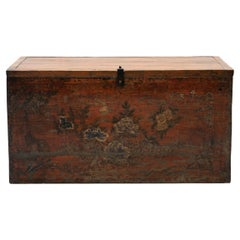 Chinese Antique Qing Dynasty Period Original Decorated Trunk