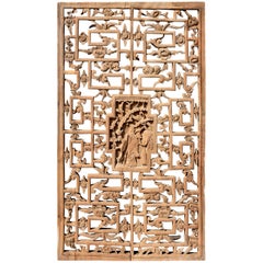 Chinesische antike Bildschirm Panel mit Pfirsich und Pfingstrose
