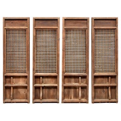 Chinese Antique Screen Set of 4 Ming Style with Flower Pegs