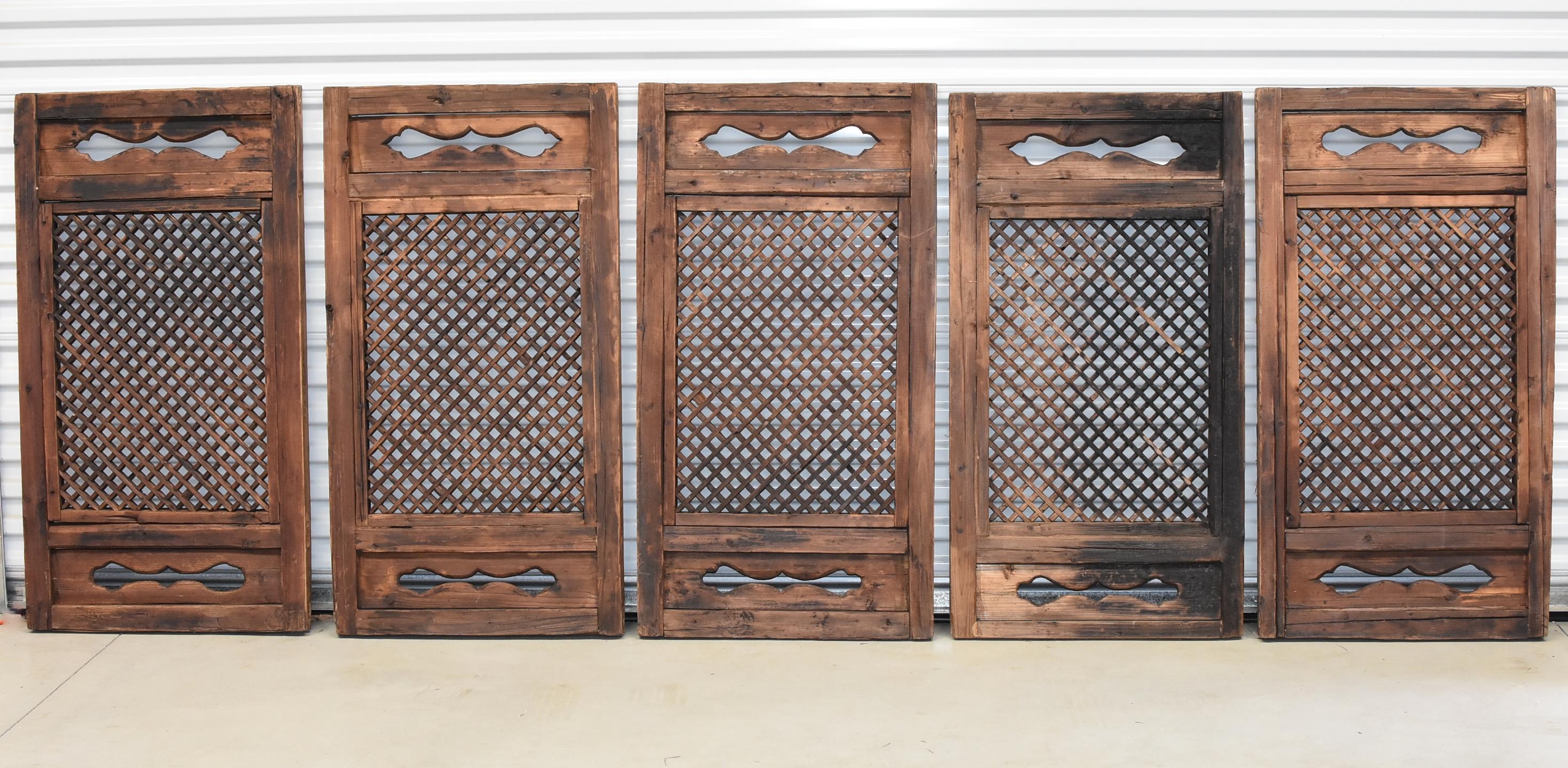 Chinese Antique Screen Set of 5 Cube Ming Design For Sale 14