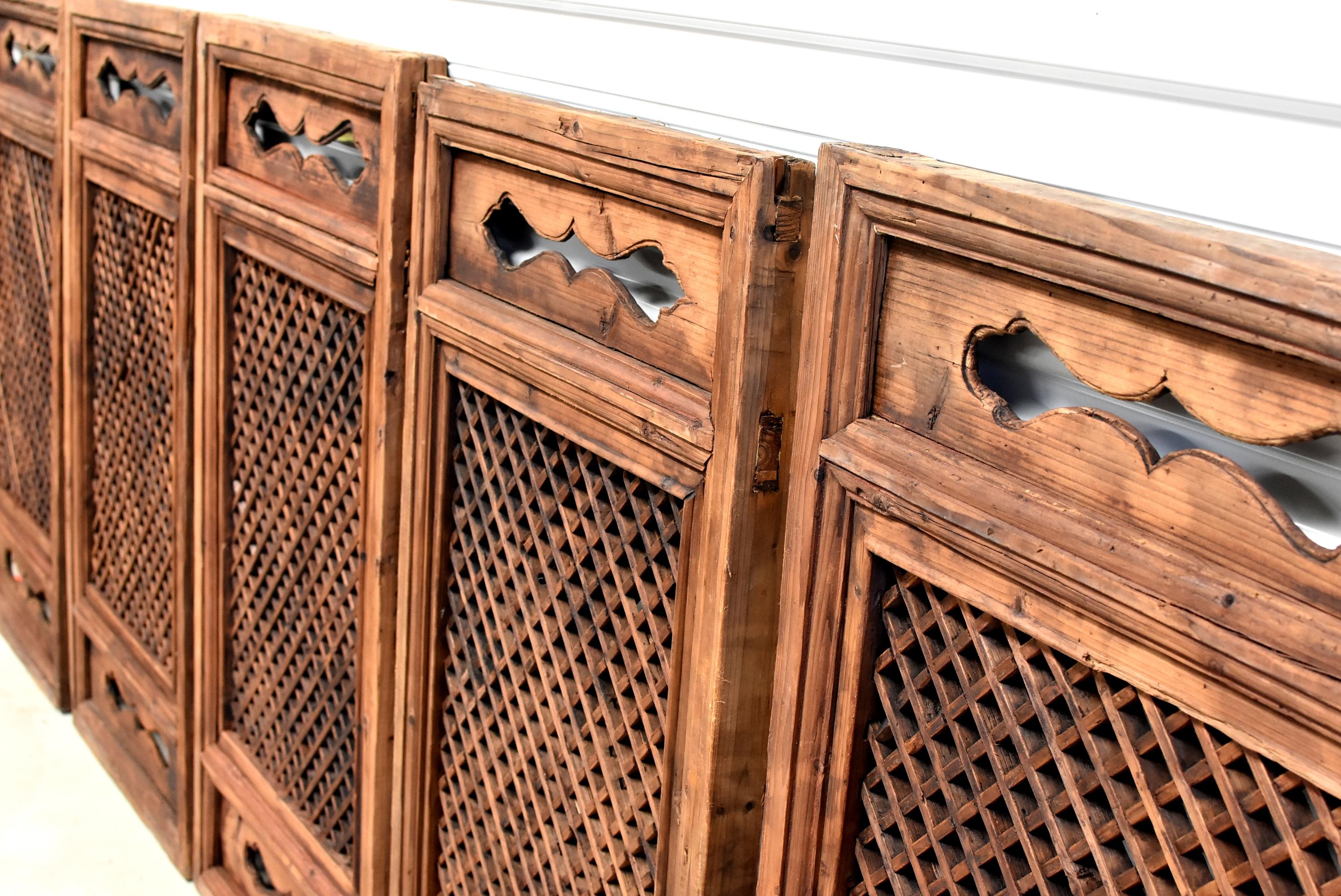 Joinery Chinese Antique Screen Set of 5 Cube Ming Design For Sale