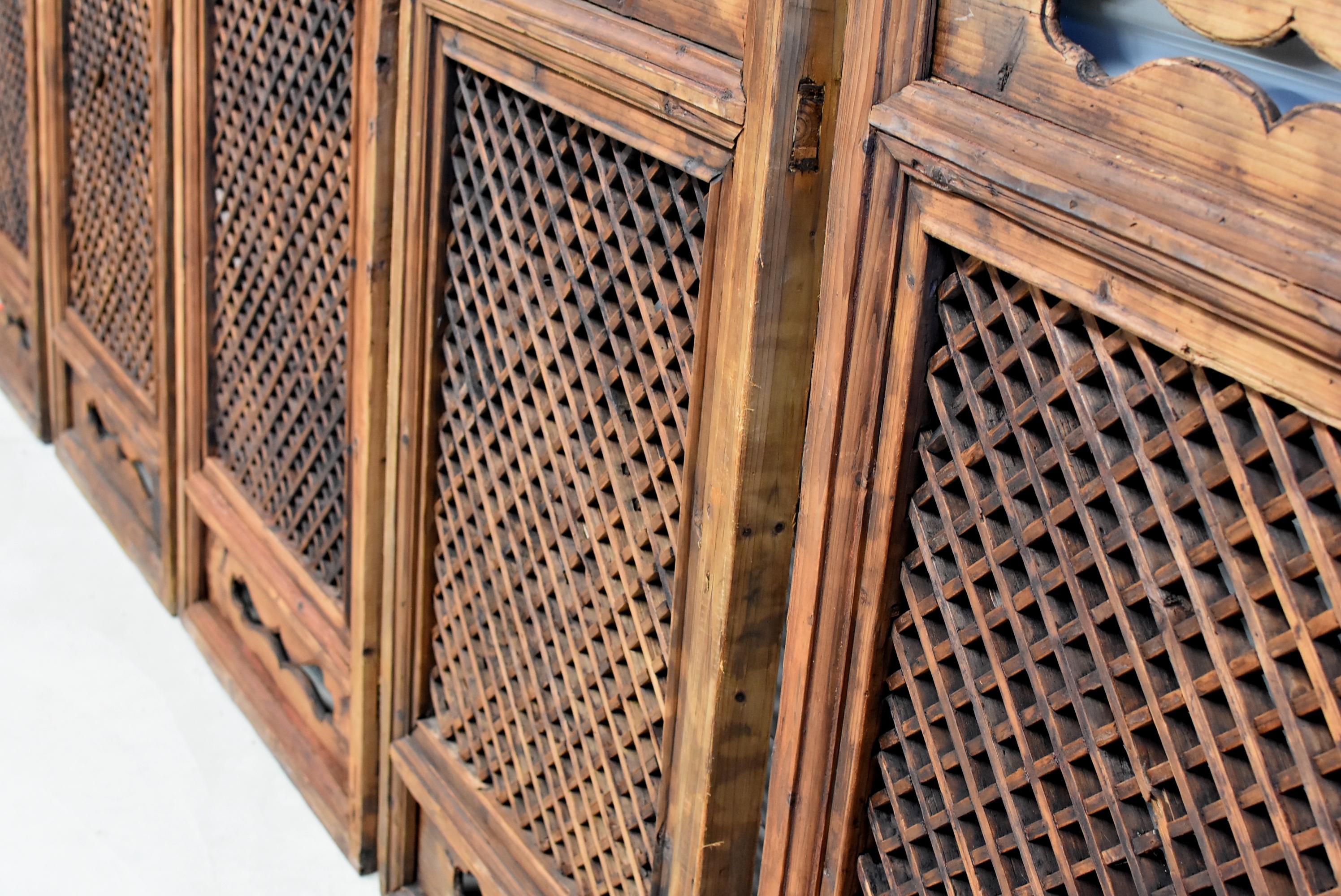 Chinese Antique Screen Set of 5 Cube Ming Design In Good Condition For Sale In Somis, CA