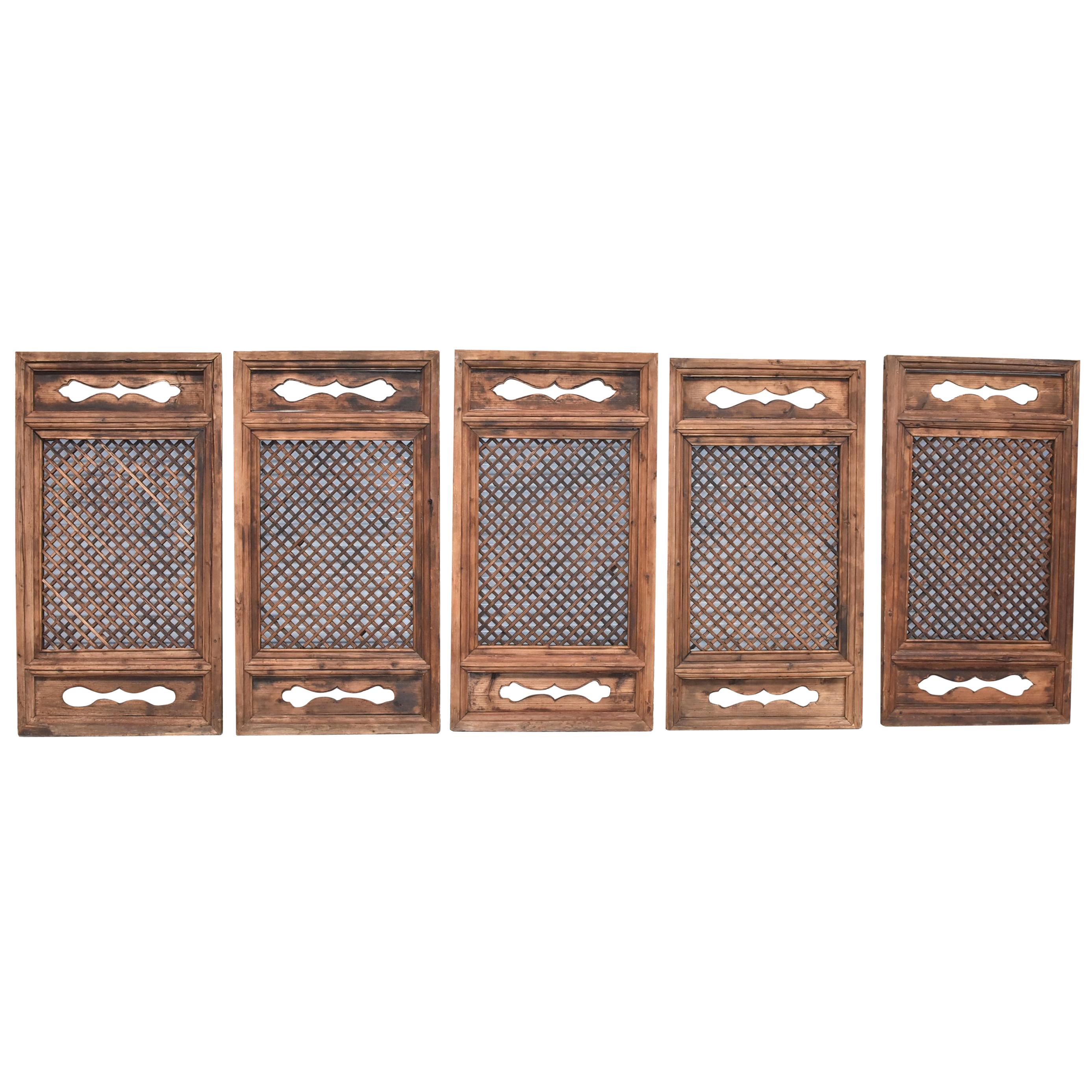 Chinese Antique Screen Set of 5, Small Cube Ming Design