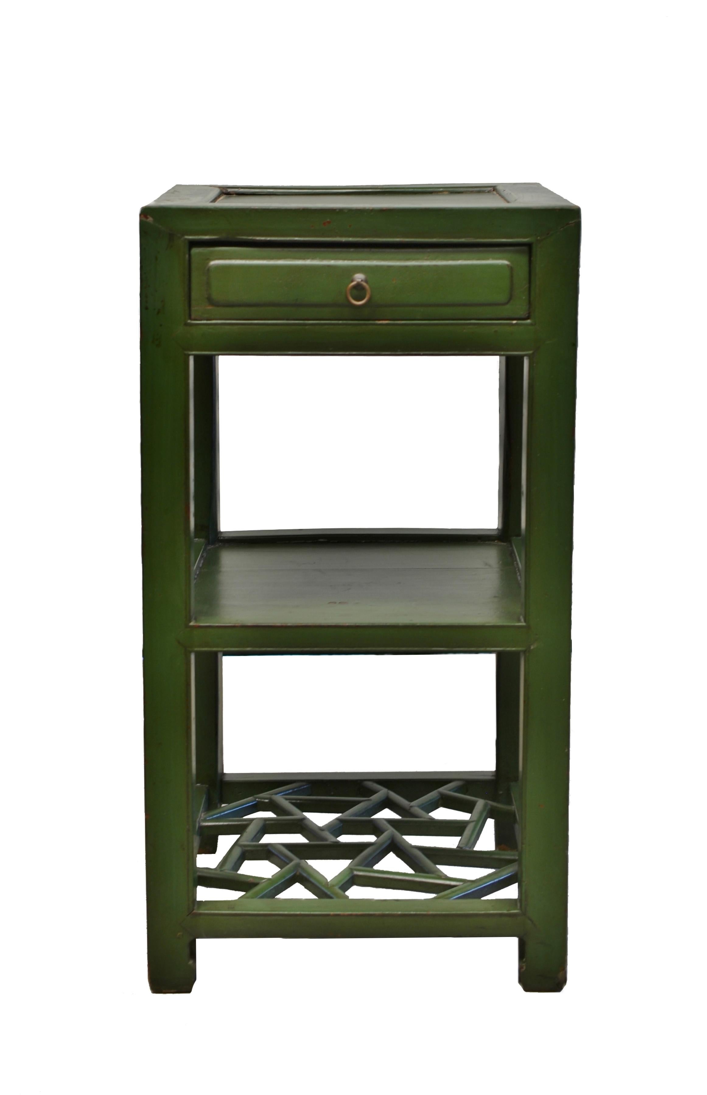 Chinese Antique Side Table Green Lacquered 3