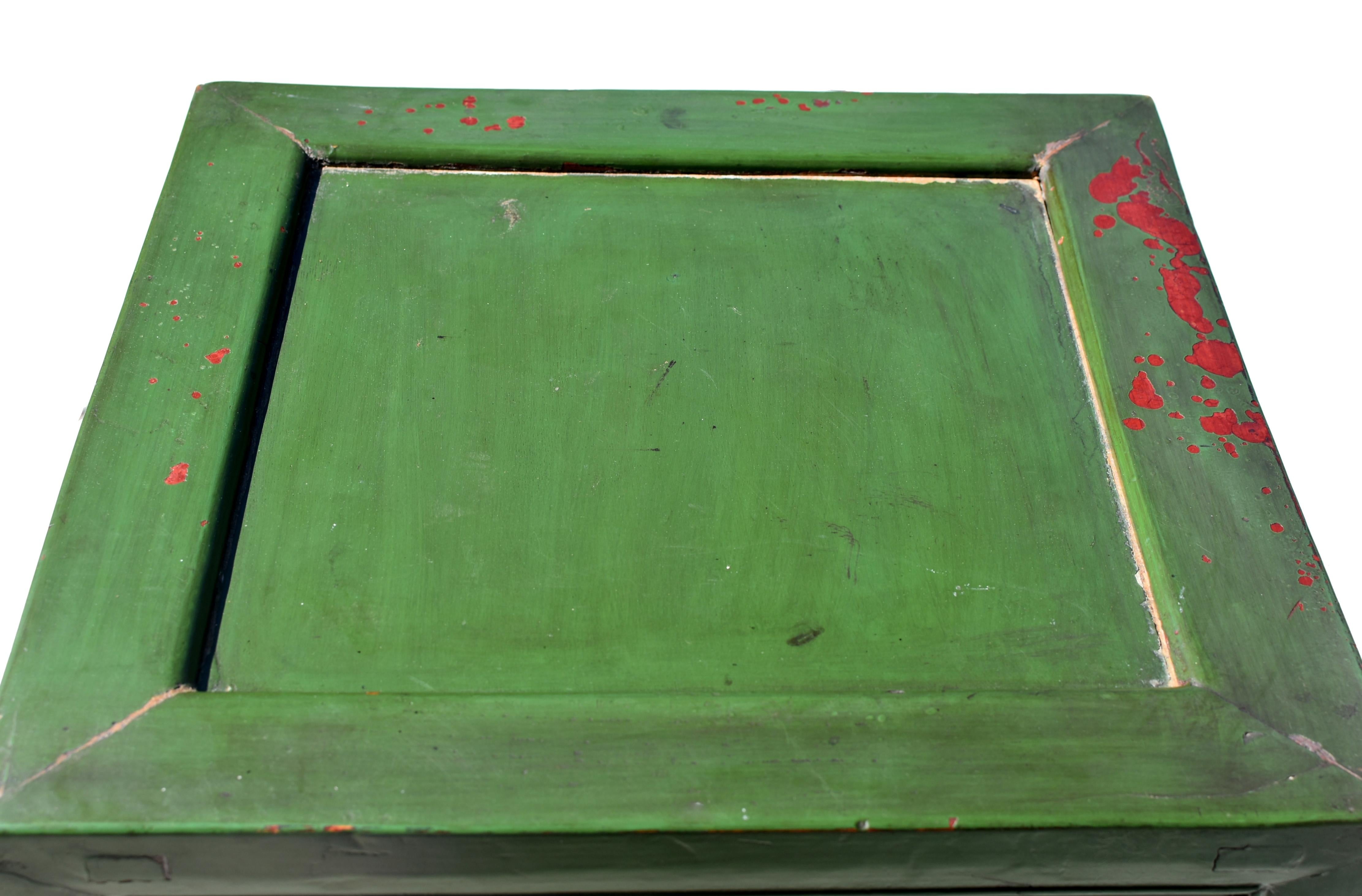 Chinese Antique Side Table Green Lacquered 7
