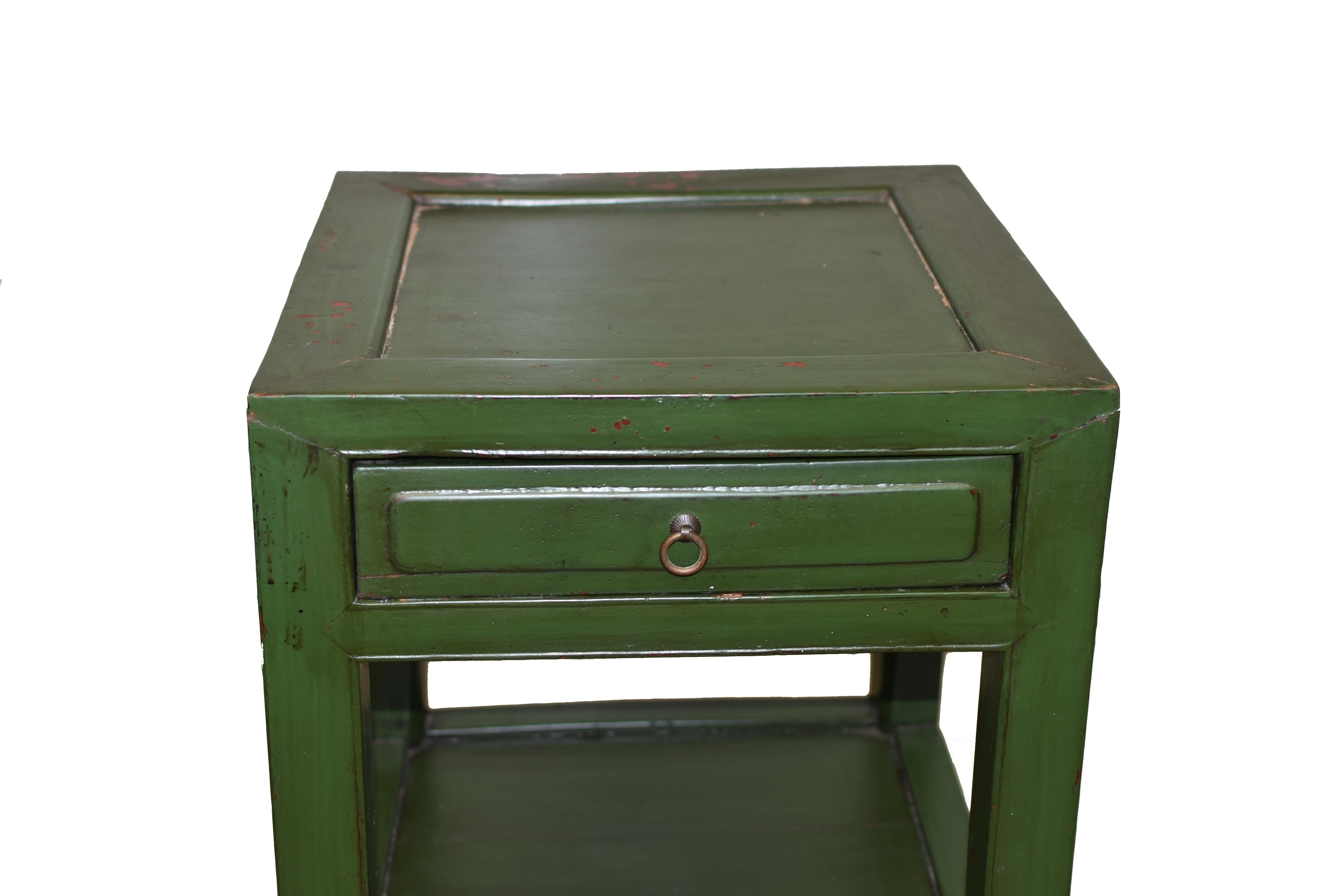 Chinese Antique Side Table Green Lacquered 1