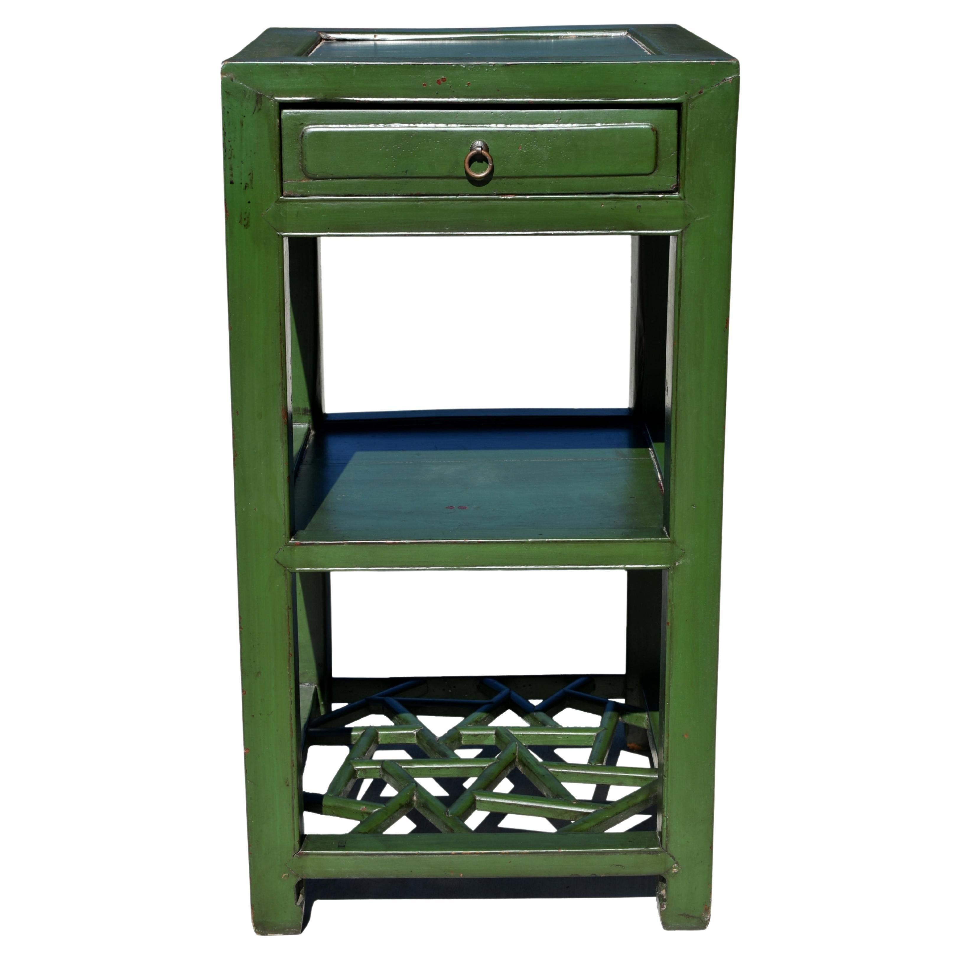 Chinese Antique Side Table Green Lacquered