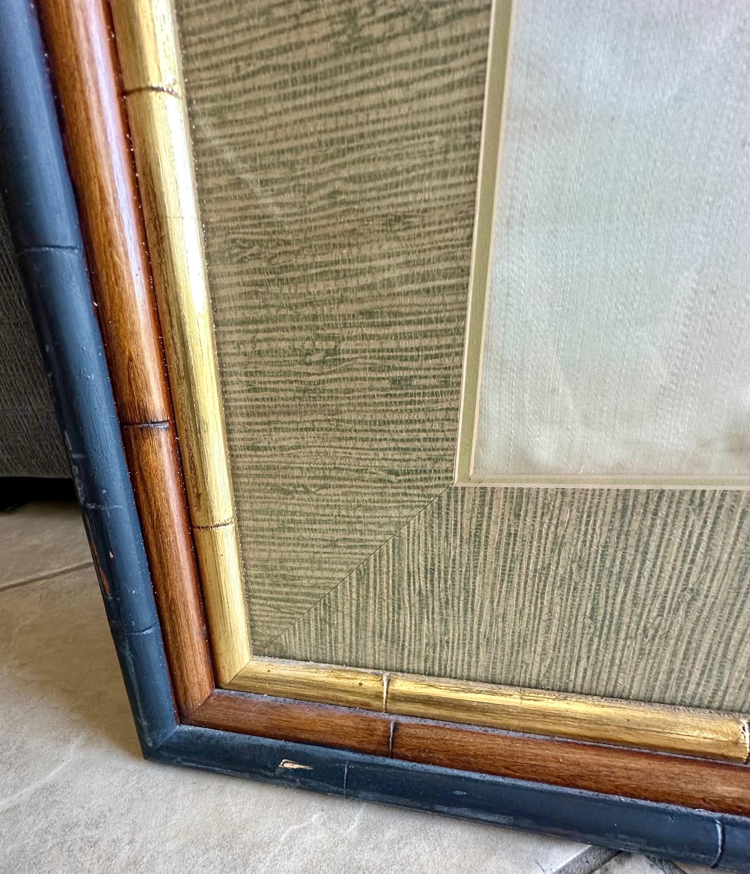Pintura china antigua firmada con marco de seda bordada en venta 7