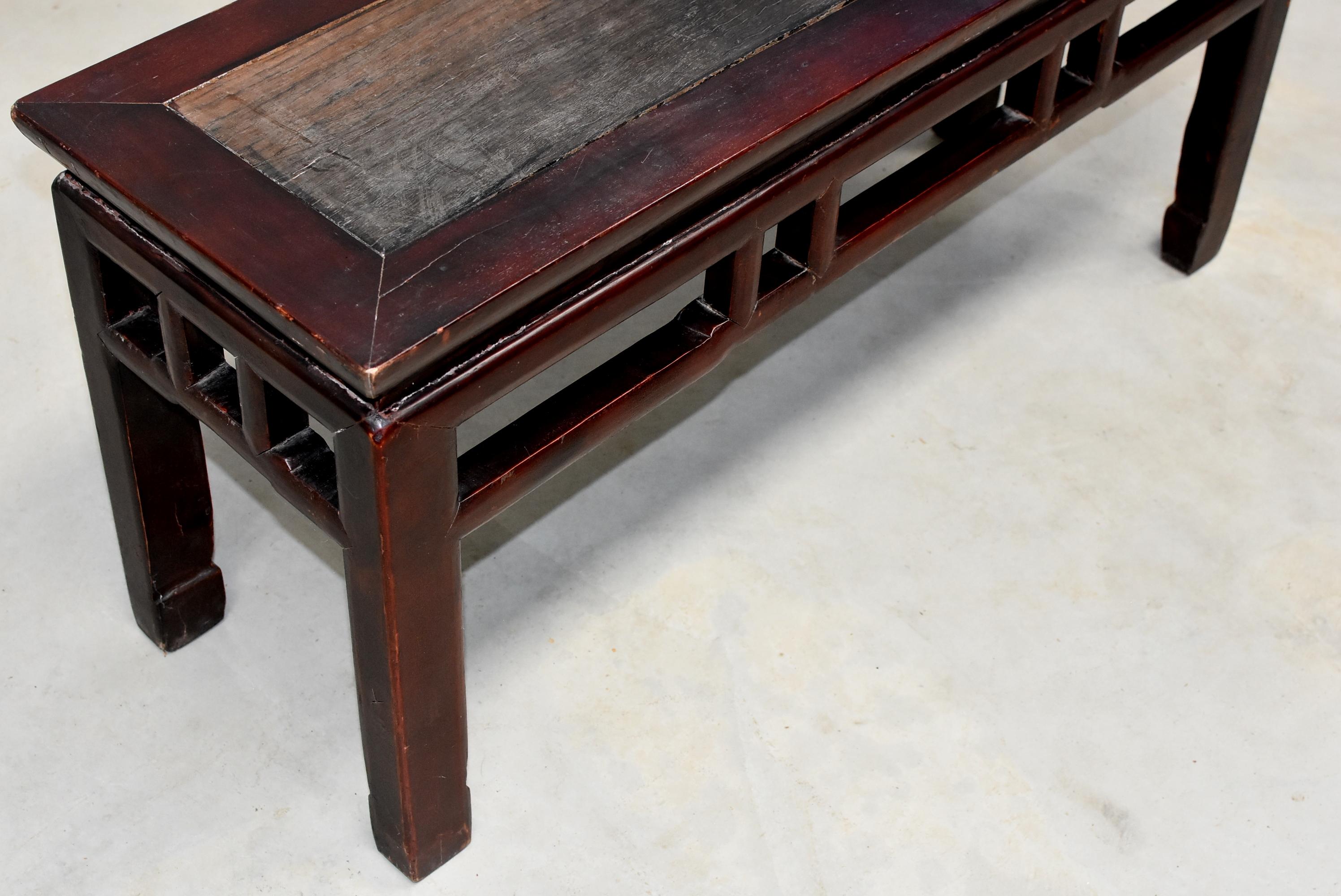 19th Century Chinese Antique Solid Wood Bench, Ming Style Spring Bench