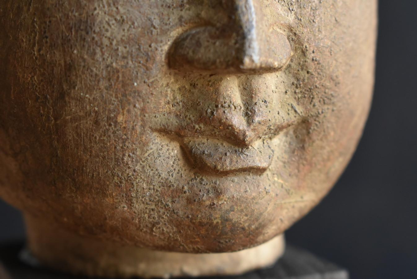 Chinesischer antiker Buddha-Kopf aus Stein/vor dem 19. Jahrhundert/Buddha-Statue/ornament im Angebot 6