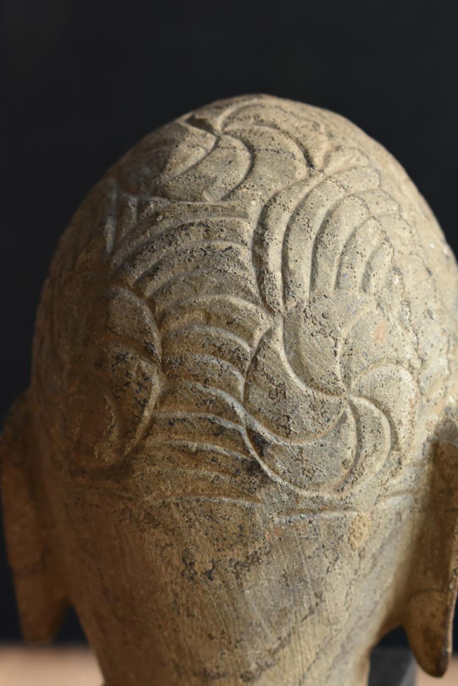 Chinesischer antiker Buddha-Kopf aus Stein/vor dem 19. Jahrhundert/Buddha-Statue/ornament im Angebot 10